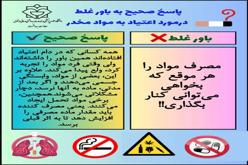 پاسخ صحیح به باورهای غلط درمورد اعتیاد به مواد مخدر